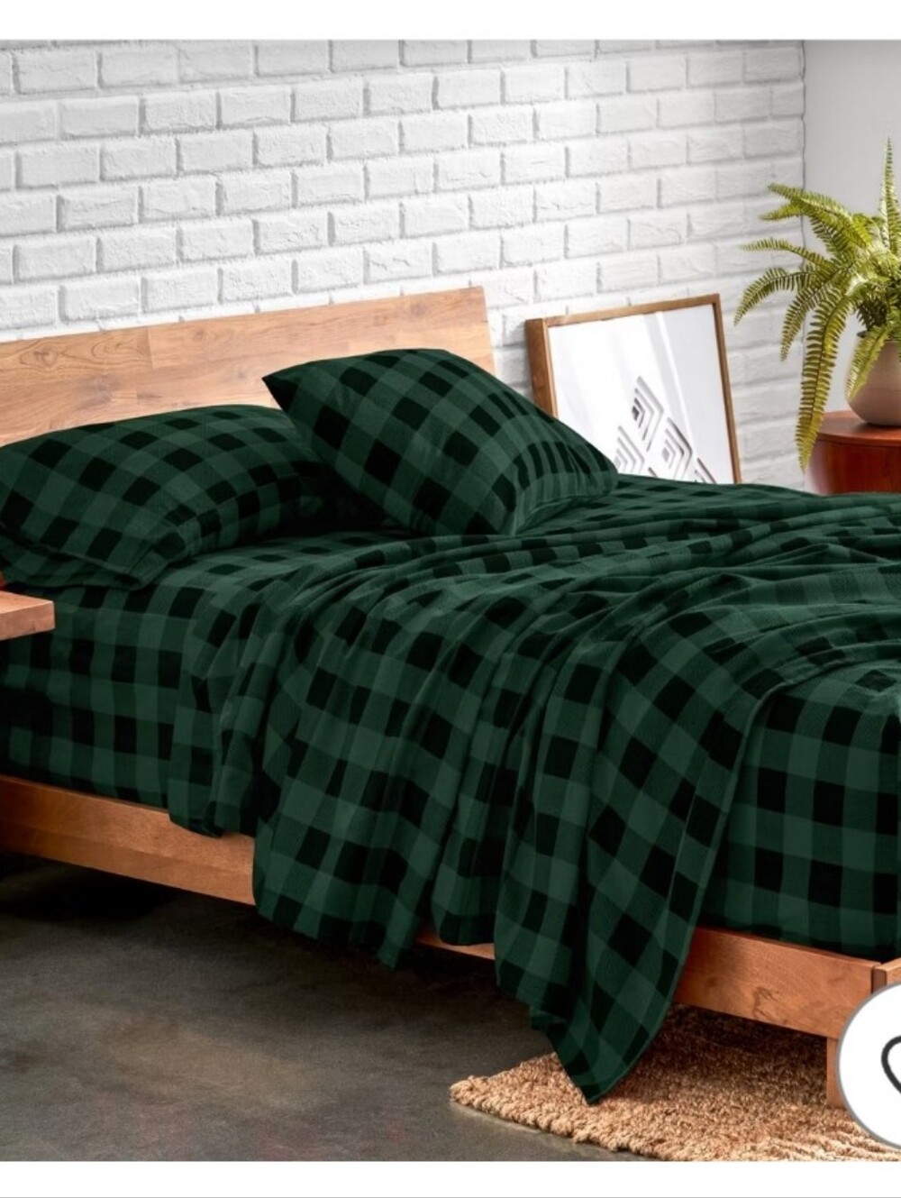 Full/Double Green Buffalo Plaid Sheet Set In A Bag - Bare
